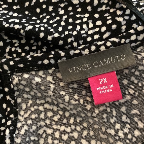 Vince Camuto women’s plus black white dot side ruched dress, stretch, size 2X - Picture 12 of 17